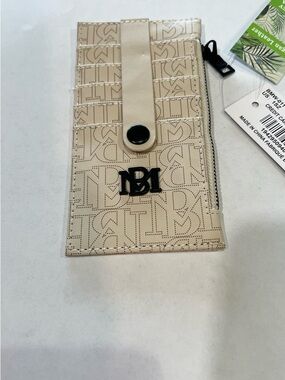 Badgley Mischka Beige Logo Card Holder